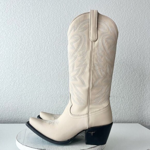 Lane SMOKESHOW Womens Cowboy Boots 9 Pale Ivory Leather Western Cowgirl Tall - Picture 4 of 11